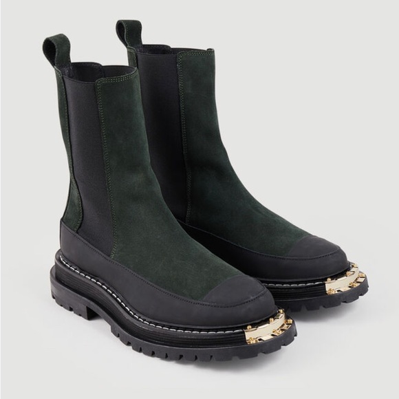 Sandro Leather Chelsea Boot with notched sole size 9.5 color Forest Green - Picture 2 of 3